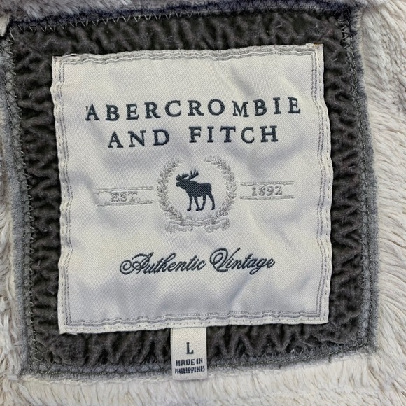 VINTAGE Y2K Abercrombie & Fitch Hoodie Womens Large Faux Fur Lined Zip Up Gray - Picture 8 of 14